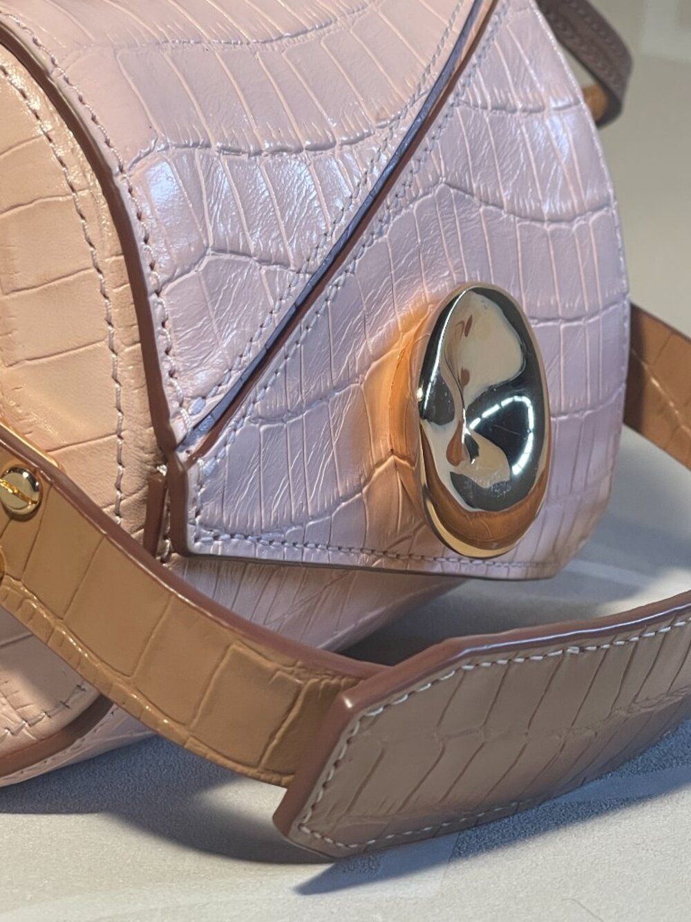 Danse Lente London XS Jorja Bag Baby Pink Crocodile-Embossed Leather
